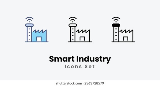 Smart Industry Icons set stock illustration.