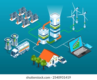 Smart industry infographics in isometric view