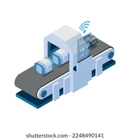 Smart industry intelligent manufacturing isometric composition with isolated images of futuristic factory facilities vector illustration
