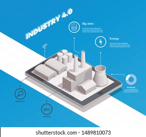 Smart Industry Isometric Composition With Factory Building 3d Vector Illustration