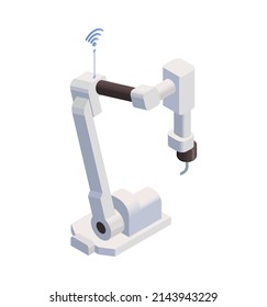 Smart Industry Isometric Icon With Automated Robotic Arm 3d Vector Illustration