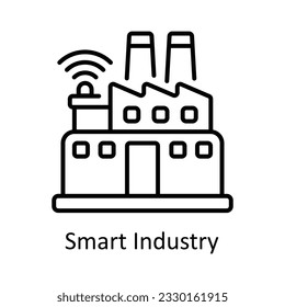 Smart Industry Outline Icon Design illustration. Smart Industries Symbol on White background EPS 10 File
