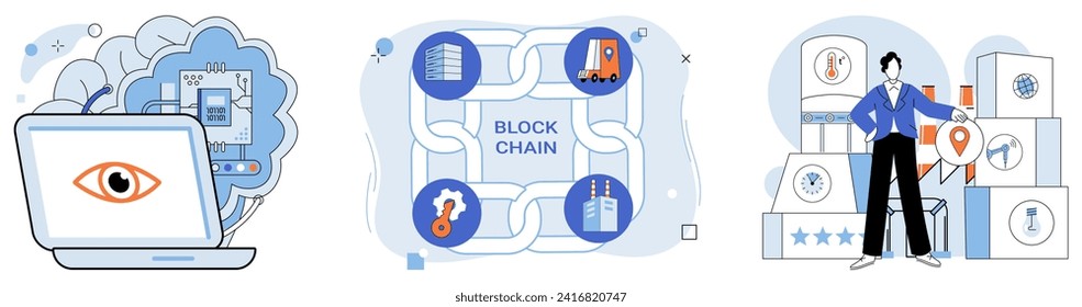 Ilustración vectorial inteligente de la industria. En la innovación de ballet digital, piruetas de la industria inteligente con tecnología de elegancia La sinfonía industrial se repite a través de la red, crescendo conceptos de la industria inteligente