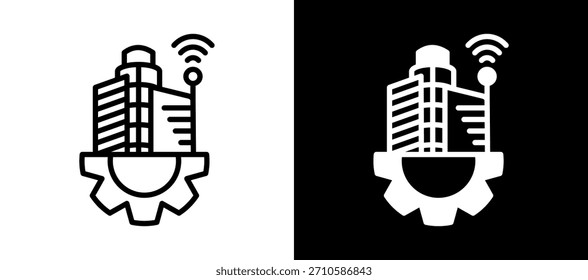Smart Infrastructure-Symbol, weißschwarz - Vektorgrafik