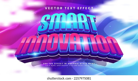 Smart innovation 3d editable vector text style effect, suitable for modern technology themes