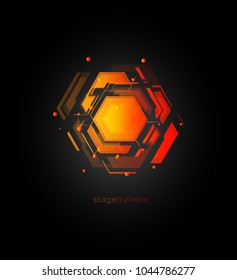 Smart innovation artificial intelligence, neural network abstract colorful vector logo template. Innovative technologies digital design effect logotype on black background.
