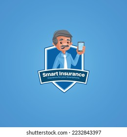 Smart insurance for your smartphone vector mascot logo template.