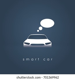 Smart or intelligent car vector concept. Futuristic automotive technology with autonomous driving, driverless cars. Eps10 vector illustration.