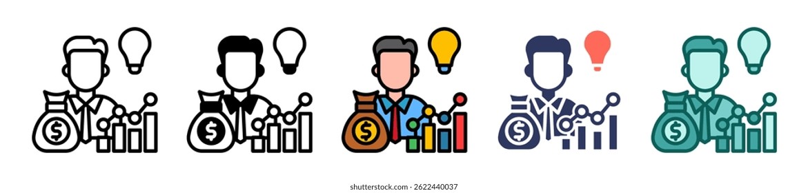 Smart Investing Icon Multiple Vector Illustration