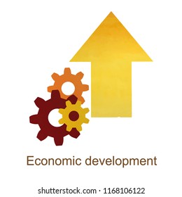 Smart investment, economic development and economic growth icons, compound interest, expansion, financial increase, growing economy, higher level, upgrade plan, rate grow vector icon watercolor