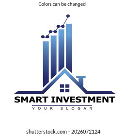 It is smart investment,Real estate, buildings and construction logo template vector illustration with graph. 