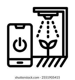 Smart irrigation icon line style transparent