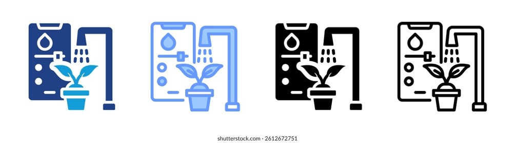 Smart Irrigation System icon set multiple style collection