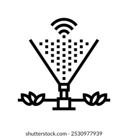 smart irrigation water saving line icon vector. smart irrigation water saving sign. isolated contour symbol black illustration