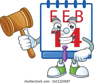 Smart Judge 14th valentine calendar in mascot cartoon character style