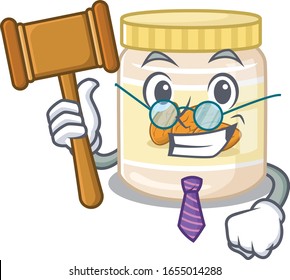 Smart Judge almond butter in mascot cartoon character style