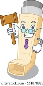 Smart Judge asthma inhaler in mascot cartoon character style