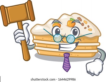 Smart Judge carrot cake in mascot cartoon character style