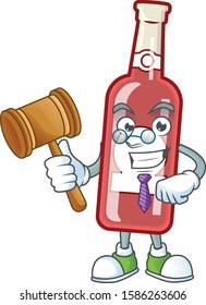 Smart judge champagne red bottle presented in cartoon character style