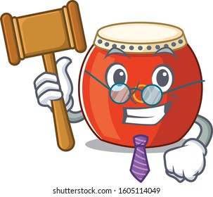 Smart Judge chinese drum in mascot cartoon character style