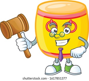 Smart Judge chinese gold drum in mascot cartoon character style