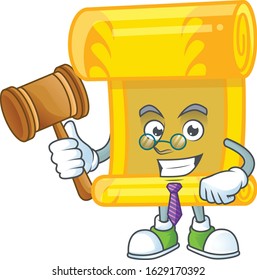 Smart Judge chinese gold scroll in mascot cartoon character style