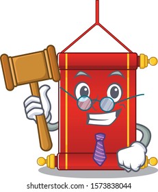 Smart Judge chinese scrolls presented in cartoon character style