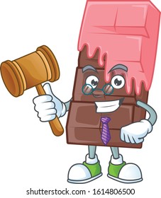 Smart Judge chocolate bar with pink cream in mascot cartoon character style