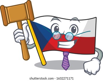 Smart Judge flag czechia in mascot cartoon character style