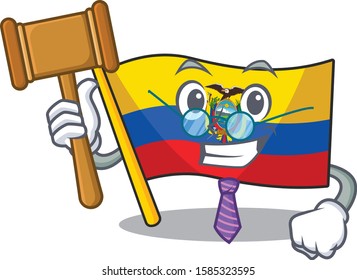 Smart Judge flag ecuador presented in cartoon character style