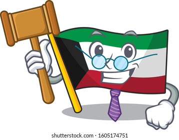 Smart Judge flag kuwait in mascot cartoon character style