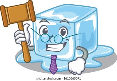 Smart Judge ice cube in mascot cartoon character style