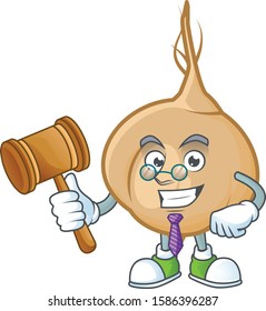 Smart judge jicama presented in cartoon character style