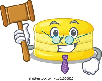 Smart Judge lemon macaron in mascot cartoon character style