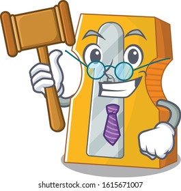 Smart Judge pencil sharpener in mascot cartoon character style