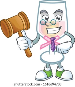 Smart Judge pink glass of wine in mascot cartoon character style