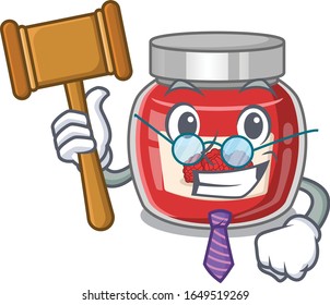 Smart Judge raspberry jam in mascot cartoon character style