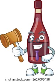 Smart Judge red bottle wine in mascot cartoon character style