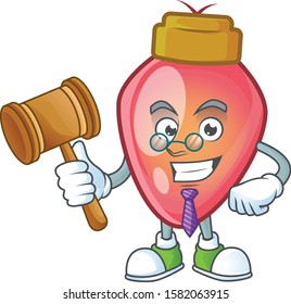 Smart judge red christmas bulb presented in cartoon character style