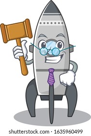 Smart Judge rocket in mascot cartoon character style