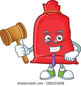 Smart judge santa bag close presented in cartoon character style