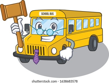 Smart Judge school bus in mascot cartoon character style