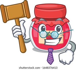 Smart Judge strawberry jam in mascot cartoon character style