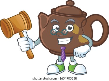 Smart Judge teapot in mascot cartoon character style