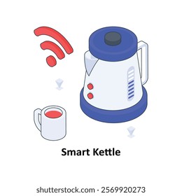 Smart Kettle isometric Colored illustration. EPS File stock illustration