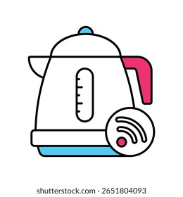 Smart Kettle Vector Filled outline illustration style icon. EPS 10 file