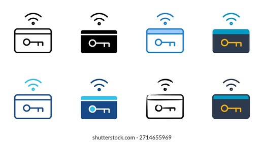 smart key card icons set multiple style vector collection. 
