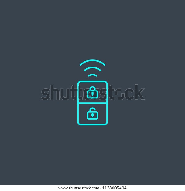 smart key concept blue line\
icon. Simple thin element on dark background. smart key concept\
outline symbol design from Smart home set. Can be used for web and\
mobile UI/UX