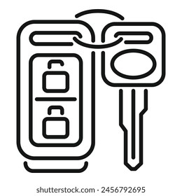 Vector de contorno de icono de control de llave inteligente. Dispositivo de seguridad. Caja fuerte electrónica