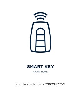 smart key icon from smart home collection. Thin linear smart key, key, computer outline icon isolated on white background. Line vector smart key sign, symbol for web and mobile